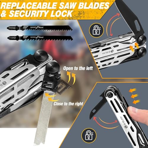 BIBURY Multitool Pliers Pro BI2045, Stainless Steel 31-in-1 Multi Tool Pliers with Replaceable Wire Cutters and Saw,Foldable Multitools with Scissors and Screwdriver, Ideal for Camping,Survival,Repair - Image 4