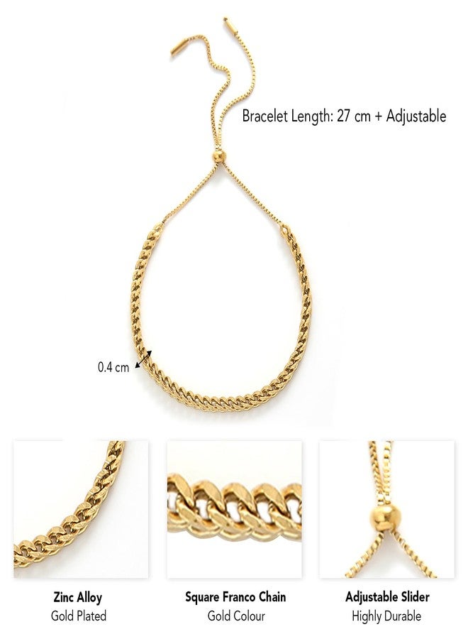 Peora Gold Plated Wheat Chain Style Fancy Adjustable Bracelet Fashion Jewellery Gift for Women & Girls - Image 4