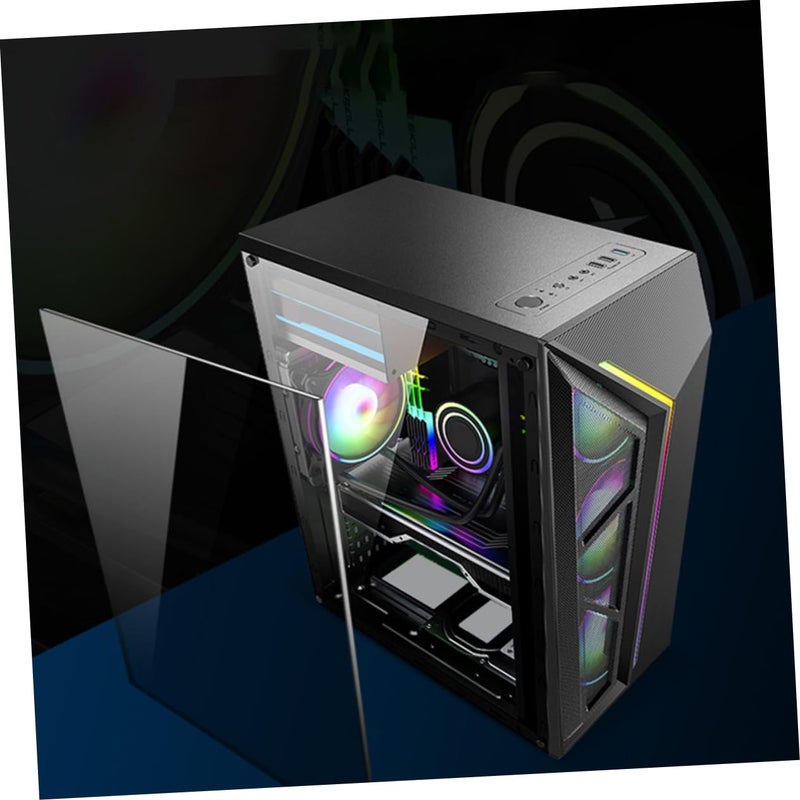 RGB Side Panel Computer Case with Ventilation USB Port for Fast Data Transfer Gaming Office Setup - Image 4