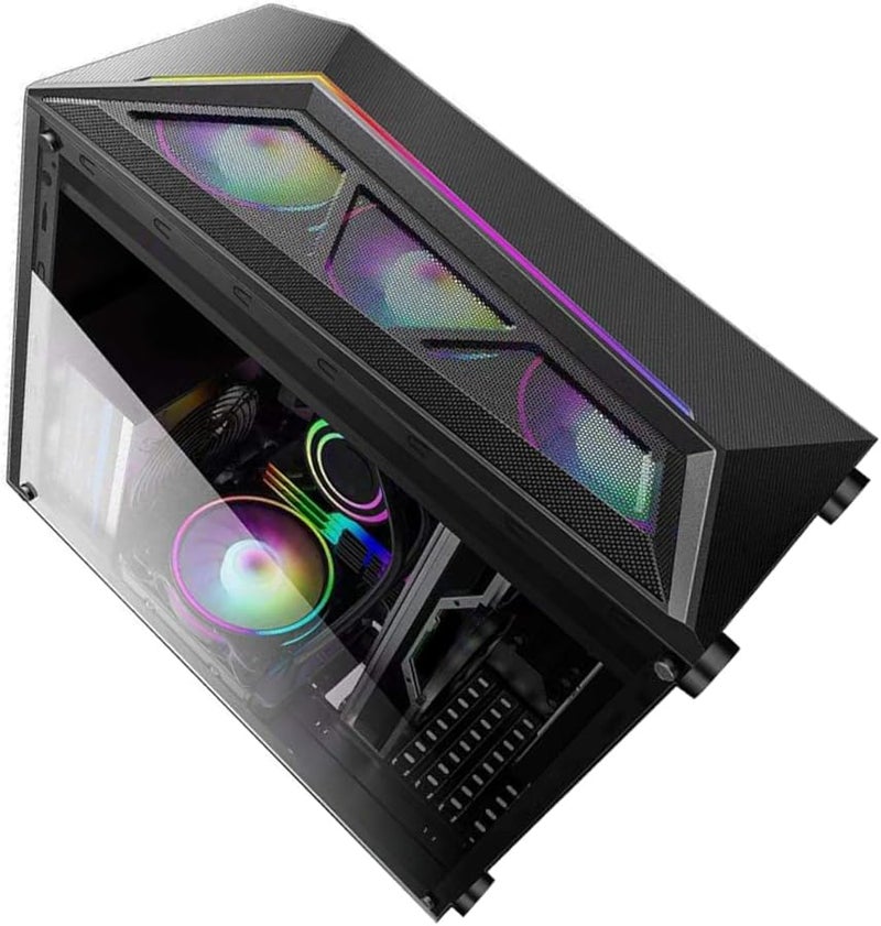 RGB Side Panel Computer Case with Ventilation USB Port for Fast Data Transfer Gaming Office Setup - Image 1