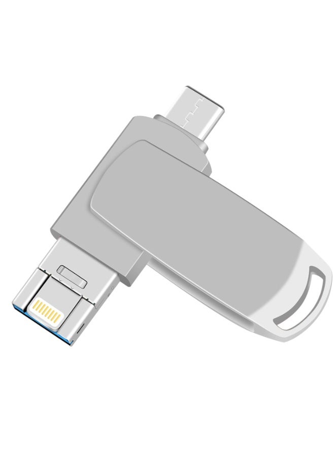 Naxifly USB Flash Drive, Dual Drive, 2TB Fast Speed Flash Stick Memory Stick External Storage Compatible for iPhone/PC/iPad/Type C/Lightning Connector (Silver) - Image 1