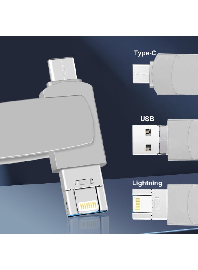 Naxifly USB Flash Drive, Dual Drive, 2TB Fast Speed Flash Stick Memory Stick External Storage Compatible for iPhone/PC/iPad/Type C/Lightning Connector (Silver) - Image 5
