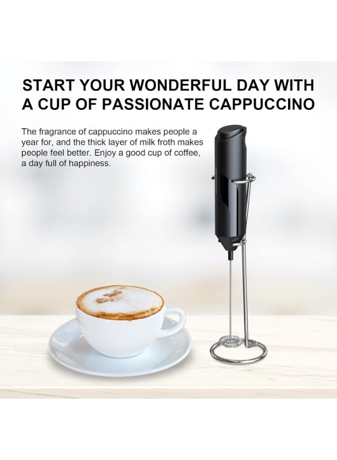 Electric Milk Frother Handheld, Battery Powered Foam Maker with Stainless Steel Stand for Coffee, Latte, Matcha - Image 4