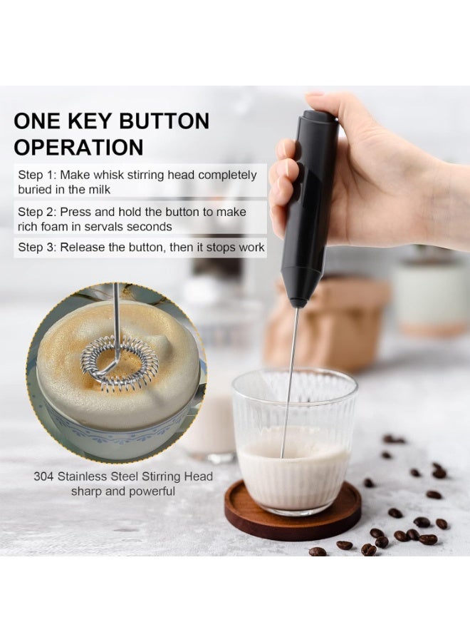 Electric Milk Frother Handheld, Battery Powered Foam Maker with Stainless Steel Stand for Coffee, Latte, Matcha - Image 3