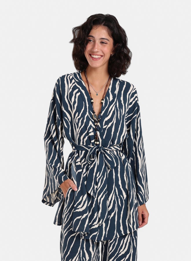 Clue Zebra All Over Printed Kimono  - Image 1