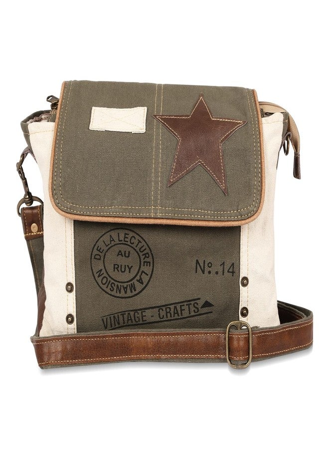 vintage crafts Leather Star Shoulder Bag adjustable leather handle leather trim and star accent for Women Office Laptop Bag (Grey) - Image 2
