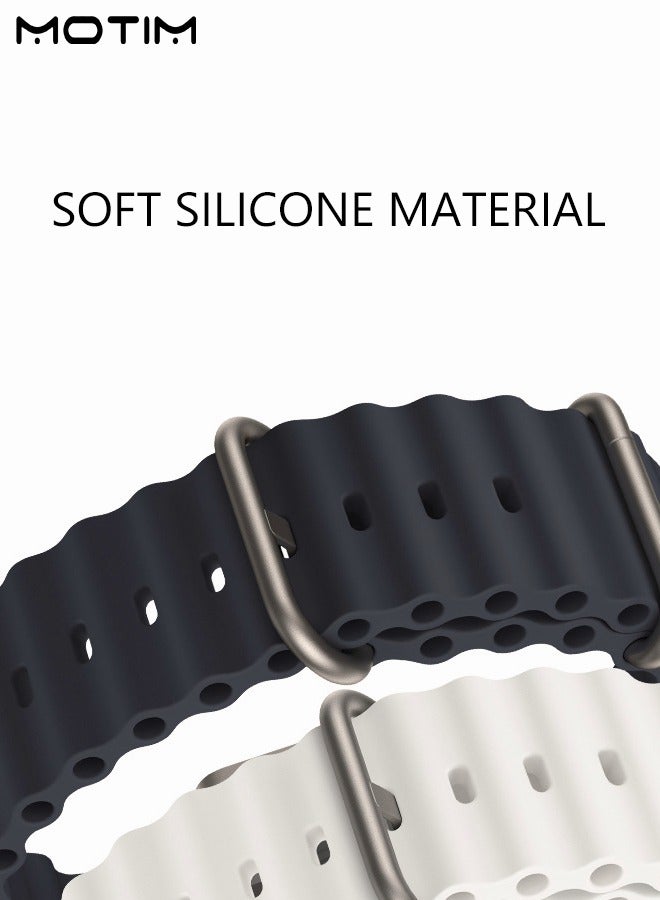 Motim 2 Pack Silicone Strap Compatible with Apple Watch 11/10/9/8/7/6/5/4/3/2/SE/Ultra, 42mm 41mm 40mm 38mm, Adjustable Sport Replacement Strap - Image 5