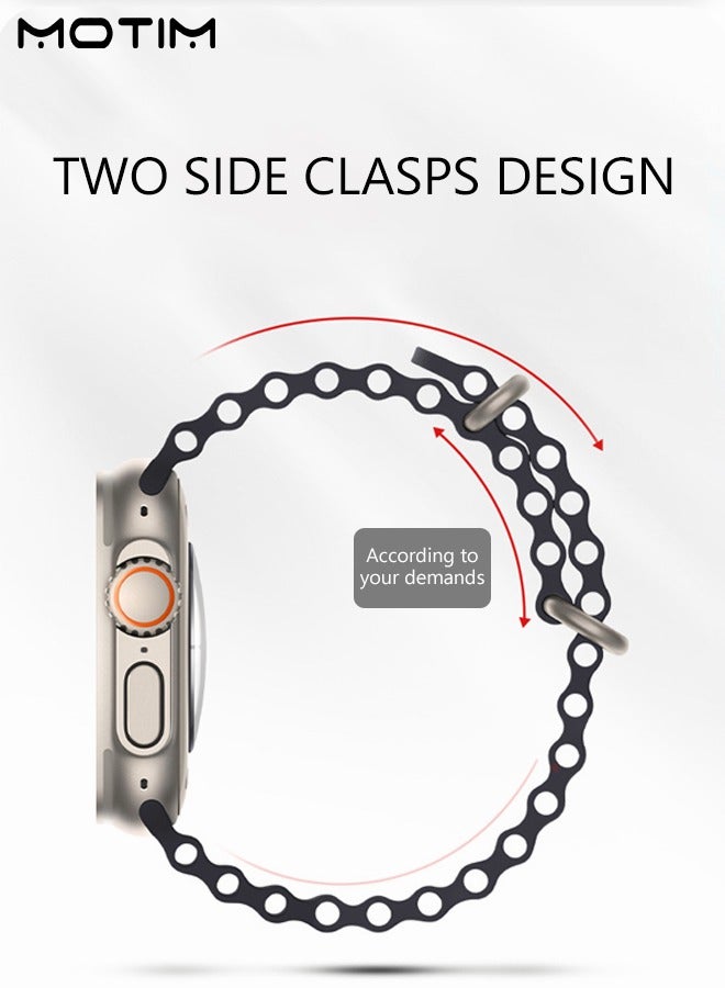 Motim 2 Pack Silicone Strap Compatible with Apple Watch 11/10/9/8/7/6/5/4/3/2/SE/Ultra, 42mm 41mm 40mm 38mm, Adjustable Sport Replacement Strap - Image 4