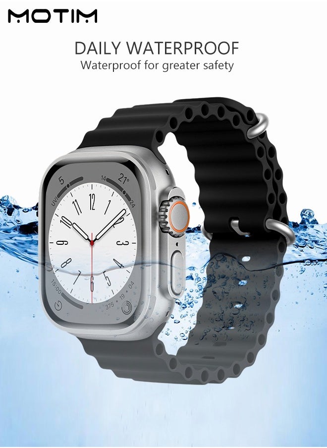 Motim - 2 Pack Silicone Ocean Band for Apple Watch Band 41mm 40mm 38mm, Adjustable Loop Band with Metal Buckle, Replacement Sport Strap for iWatch Series 10/9/8/Ultra/7/SE/6/5/4/3/2/8 - Image 1