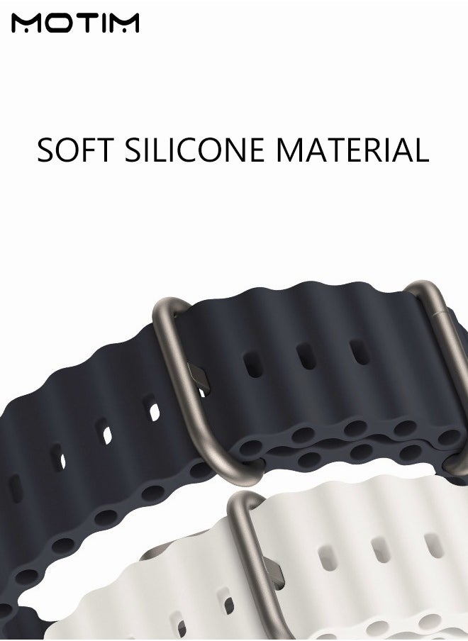 Motim - 2 Pack Silicone Ocean Band for Apple Watch Band 41mm 40mm 38mm, Adjustable Loop Band with Metal Buckle, Replacement Sport Strap for iWatch Series 10/9/8/Ultra/7/SE/6/5/4/3/2/8 - Image 1