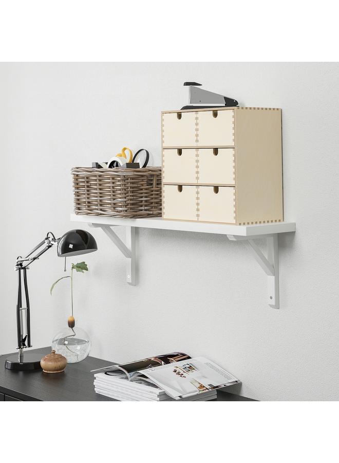 Zaboon Wall shelf, white/white stained aspen, 80x20 cm - Image 3