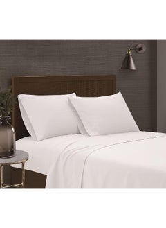 London Fog London Fog – Garment Wash Solid Twin 4 Piece Sheet and Pillowcase Set – Soft Microfiber Fabric – White  - Image 1