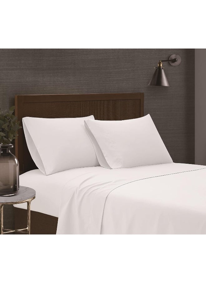 London Fog - London Fog – Garment Wash Solid Twin 4 Piece Sheet and Pillowcase Set – Soft Microfiber Fabric – White - Image 1