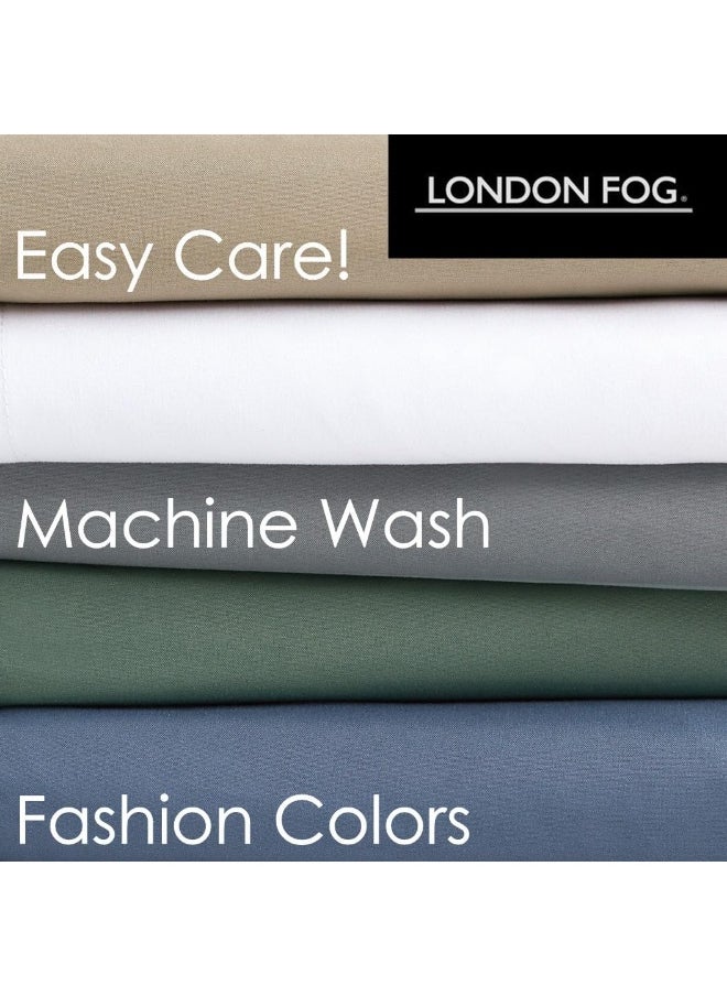 London Fog - London Fog – Garment Wash Solid Twin 4 Piece Sheet and Pillowcase Set – Soft Microfiber Fabric – White - Image 1