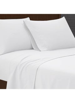 London Fog London Fog – Garment Wash Solid Twin 4 Piece Sheet and Pillowcase Set – Soft Microfiber Fabric – White  - Image 4