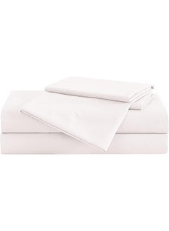 London Fog London Fog – Garment Wash Solid Twin 4 Piece Sheet and Pillowcase Set – Soft Microfiber Fabric – White  - Image 3