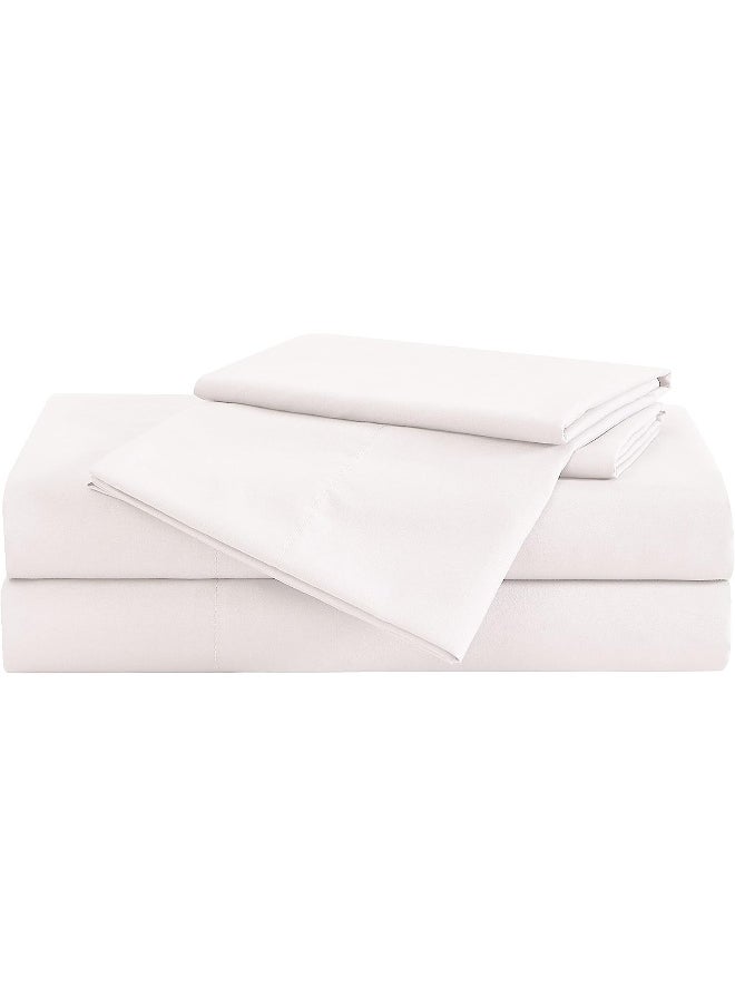 London Fog - London Fog – Garment Wash Solid Twin 4 Piece Sheet and Pillowcase Set – Soft Microfiber Fabric – White - Image 1