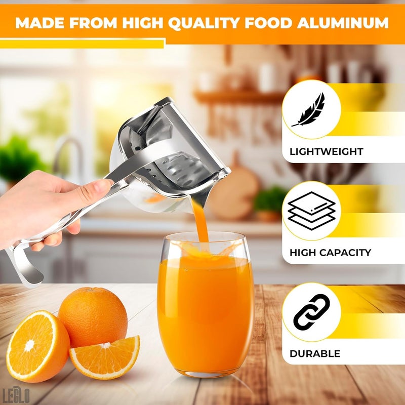 Zipron Hand Juicer Squeezer Aluminum Manual Hand Press Juicer Comfortable Ergonomic Grip for Efficient Juice Extraction of Pomegranates Citrus and other Fruits Durable Compact Easy to Use and Clean - Image 3