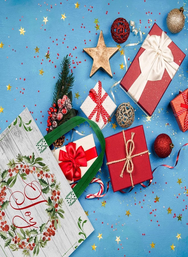 Whaline Christmas Non-Woven Bags 8 Pack Rustic Wood Grain Truck Tree Pattern Reusable Gift Goodie Bag Merry Christmas Shopping Totes with Handles for Xmas Holiday Party Favor Supplies, 4 Designs - Image 4