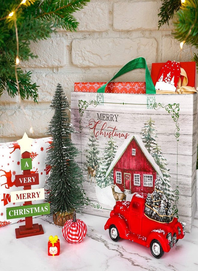 Whaline Christmas Non-Woven Bags 8 Pack Rustic Wood Grain Truck Tree Pattern Reusable Gift Goodie Bag Merry Christmas Shopping Totes with Handles for Xmas Holiday Party Favor Supplies, 4 Designs - Image 5