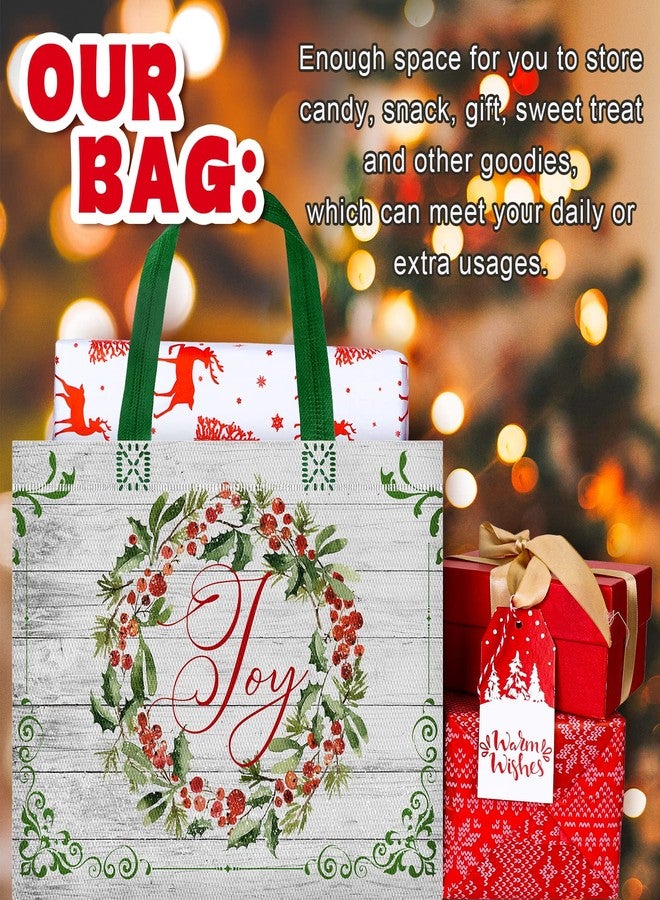 Whaline Christmas Non-Woven Bags 8 Pack Rustic Wood Grain Truck Tree Pattern Reusable Gift Goodie Bag Merry Christmas Shopping Totes with Handles for Xmas Holiday Party Favor Supplies, 4 Designs - Image 3
