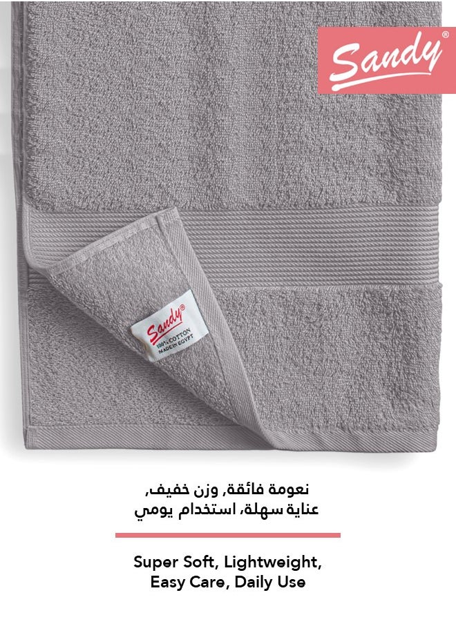 ساندي منشفة حمام ساندي عالية الجودة قطن 100% صنعت في مصر, ناعمة وسريعة الجفاف وعالية الامتصاص (70 × 140 سم) - رمادي  - Image 3
