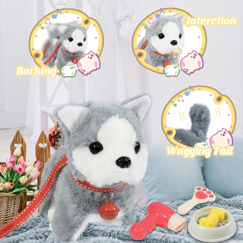 lonfypeng Plush Toys Walking Dog Toys That Can Walk, Bark and Wag Tail,Interactive Electronic Pet Toys Puppy with Leash,Easter Christmas Birthday Gift for Toddlers Kids - Image 2