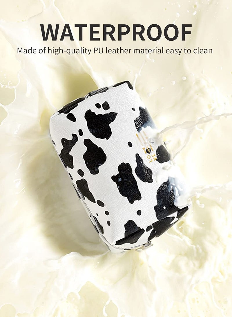 Cosmetic Bag Makeup Bag for Purse Pouch Travel Beauty Zipper Organizer Bag Gifts for Girl Women, PU Leather Washable Waterproof - Image 3