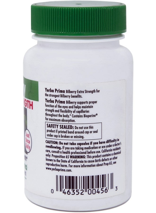 Yerba Prima Bilberry Extra Strength, 50 Caps - Maximum Absorption, Convenient One Pill A Day, USA Made, Promotes Eye Health, Over 30 Years of Research, A Brand You Can Trust - Image 2