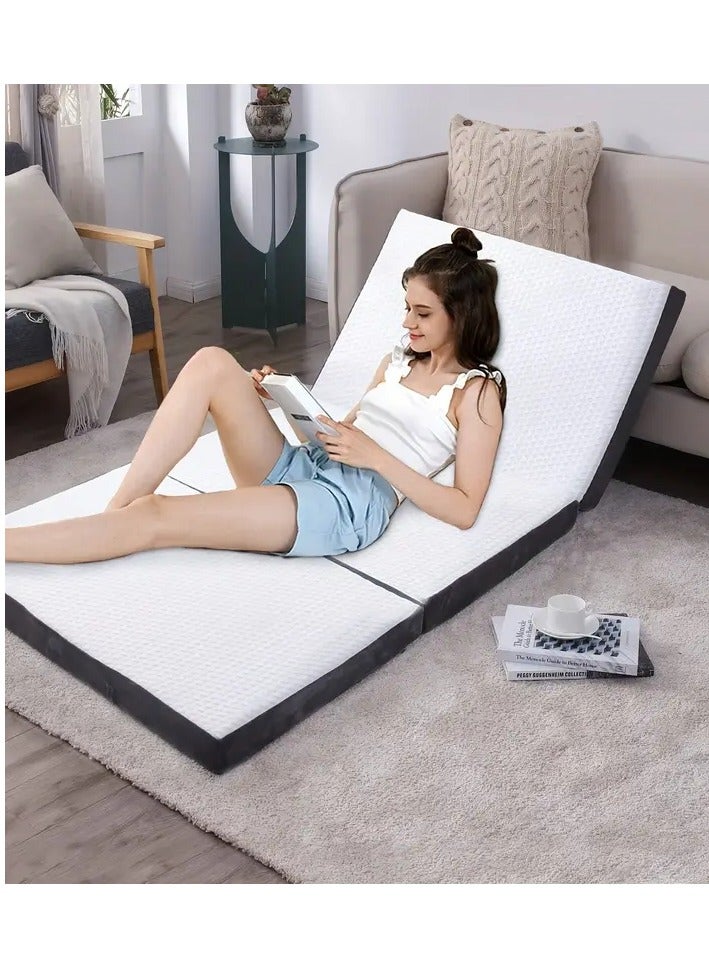 COMFY WHITE FOLDING PREMIUM COLLECTION KNITTED COTTON 180 X 90 X 10CM PORTABLE MATTRESS - Image 1
