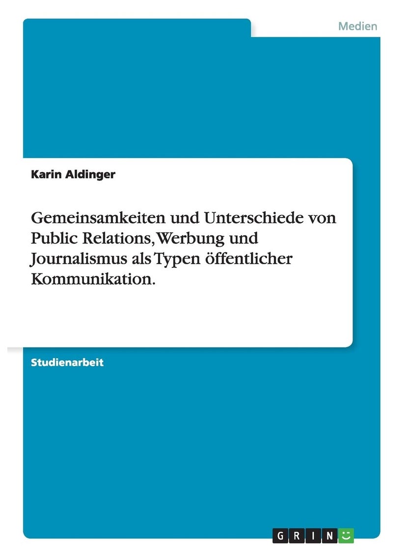 Gemeinsamkeiten und Unterschiede von Public Relations, Werbung und Journalismus als Typen öffentlicher Kommunikation. 