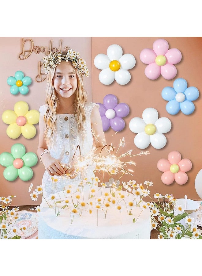 TOYXE Rubber Daisy Flower Balloons Diy Kit Party Decorations For Birthday Baby Shower Wedding Anniversary Groovy Fairy Retro Hippie Theme Decor Set Of 104 Pcs,Multicolor - Image 4