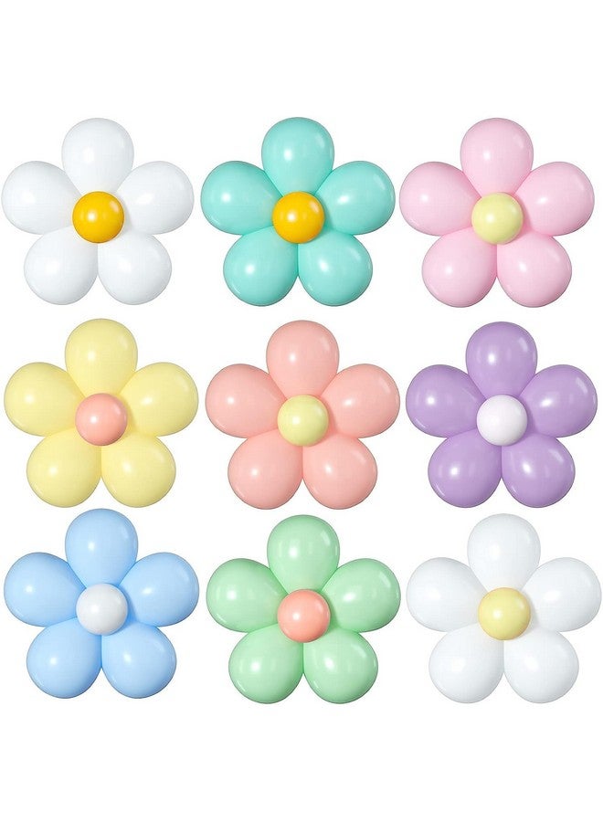 TOYXE Rubber Daisy Flower Balloons Diy Kit Party Decorations For Birthday Baby Shower Wedding Anniversary Groovy Fairy Retro Hippie Theme Decor Set Of 104 Pcs,Multicolor - Image 1