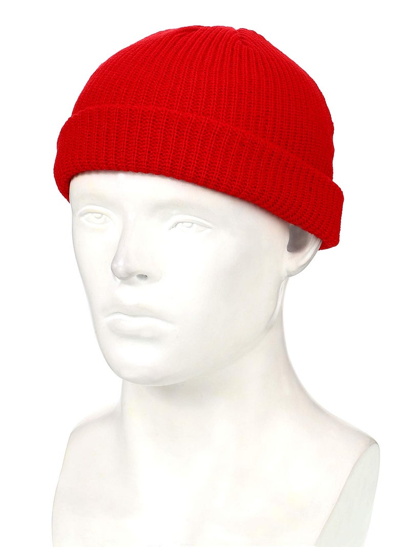 SATINIOR 2 Pcs Trawler Beanie Watch Hat Roll up Edge Skullcap Fisherman Beanie Unisex Cap Winter Warm(Red and Yellow) - Image 3