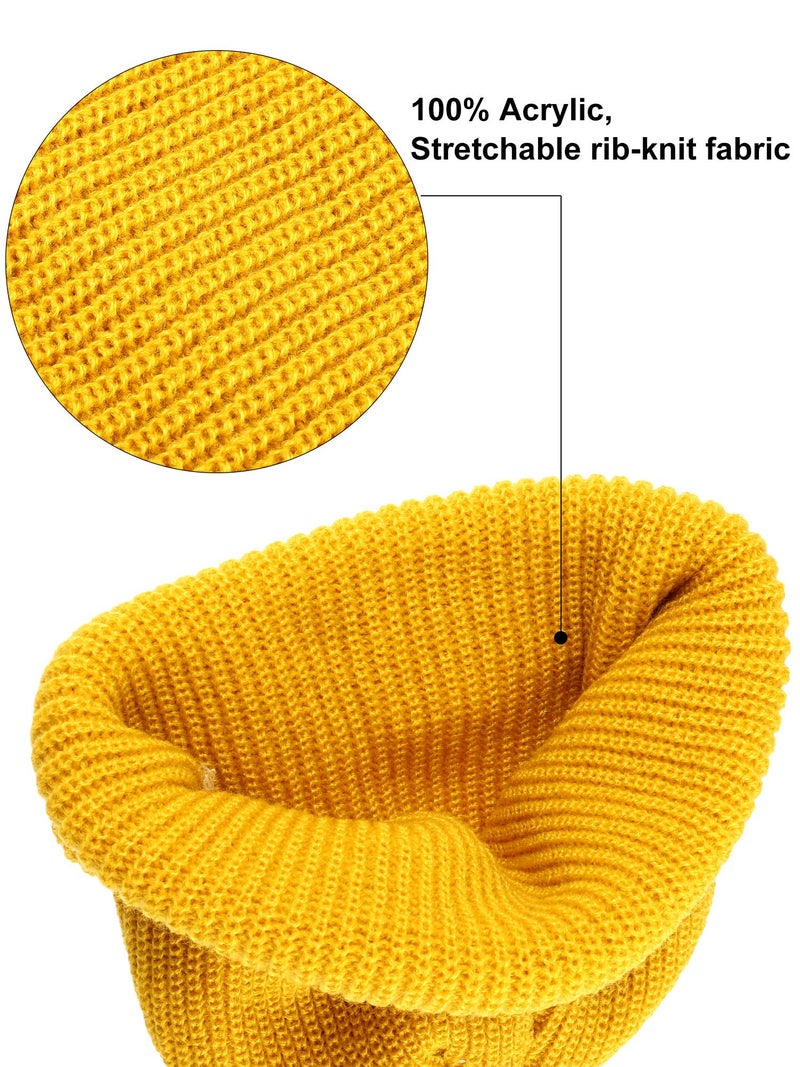 SATINIOR 2 Pcs Trawler Beanie Watch Hat Roll up Edge Skullcap Fisherman Beanie Unisex Cap Winter Warm(Red and Yellow) - Image 5