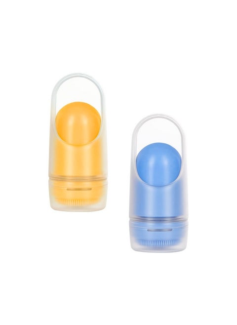 Ubbi Sunsqueeze Sunscreen Applicator, Refillable Roll On, Soft Silicone Bristles for Babies and Toddlers, Easy to Clean, Dishwasher Safe, TSA-Approved, Holds 3.38 Fluid Ounces, 2 Pack, Blue & Yellow