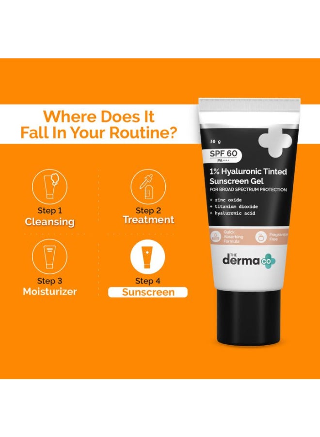 THE derma Co واقي الشمس الملون من Derma Co 1% Hyaluronic لجميع أنواع البشرة بعامل حماية من الشمس 60، جل Pa++++، بدون طبقة بيضاء، خفيف الوزن، حماية واسعة النطاق - 30 جرام - Image 5