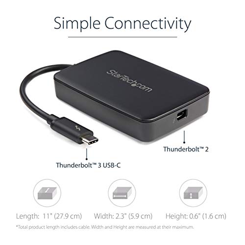 StarTech.com Thunderbolt 3 to Thunderbolt 2 Adapter (Non-Reversible) - TB3 Laptop to TB2 (20Gbps) or TB1 (10Gbps) Devices / Displays - Black - Windows/Mac (TBT3TBTADAP) - Image 3