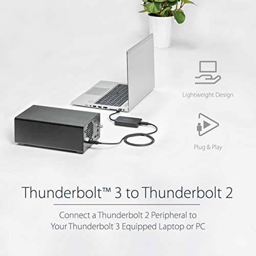 StarTech.com Thunderbolt 3 to Thunderbolt 2 Adapter (Non-Reversible) - TB3 Laptop to TB2 (20Gbps) or TB1 (10Gbps) Devices / Displays - Black - Windows/Mac (TBT3TBTADAP) - Image 2