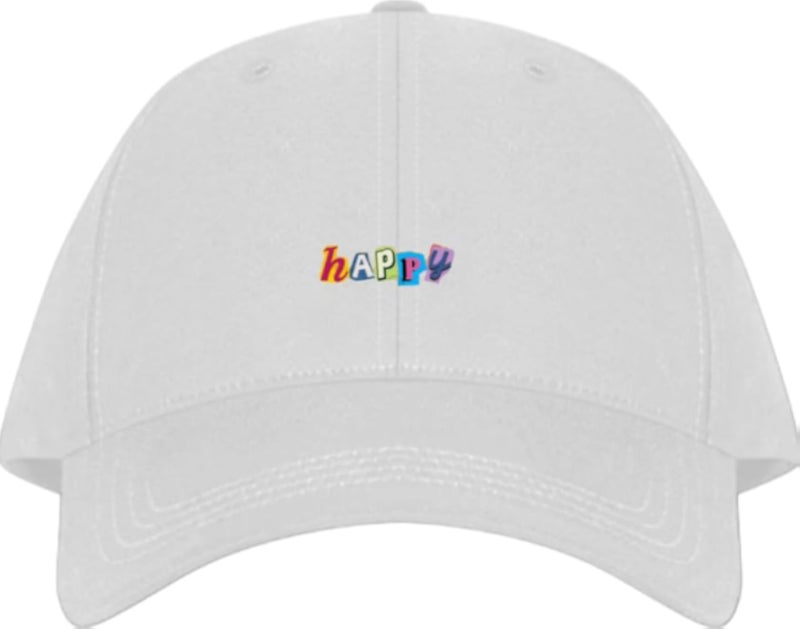 HAPPY Plain unisex baseball cap White