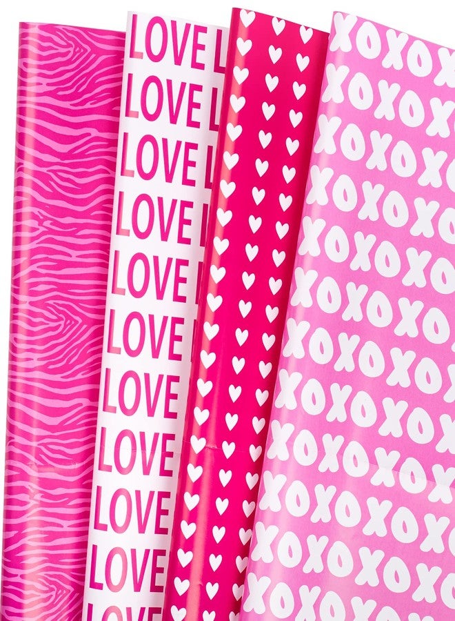 LeZakaa Pink Wrapping Paper Sheet - Folded Flat - Heart/XO/LOVE/Tiger Skin for Valentine's Day, Birthday - 19.6"x 27.5" x 12 Sheets (45.2 sq.ft.ttl.) - Image 1