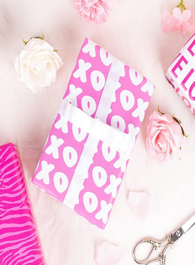 LeZakaa Pink Wrapping Paper Sheet - Folded Flat - Heart/XO/LOVE/Tiger Skin for Valentine's Day, Birthday - 19.6"x 27.5" x 12 Sheets (45.2 sq.ft.ttl.) - Image 3