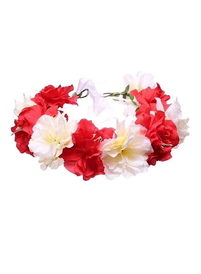 ربطة رأس بنقشة زهور أحمر/أبيض/أخضر