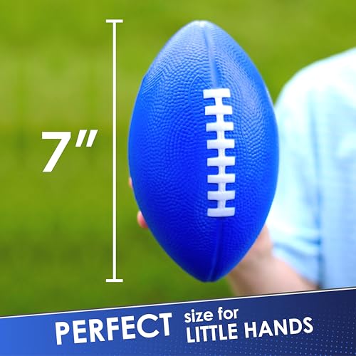 LMC Products Foam Football - 7.25" Easy Grip Small Football for Kids - Kids Ball Youth Size - Quality Soft Foam Toddler Balls (Blue) - Image 3