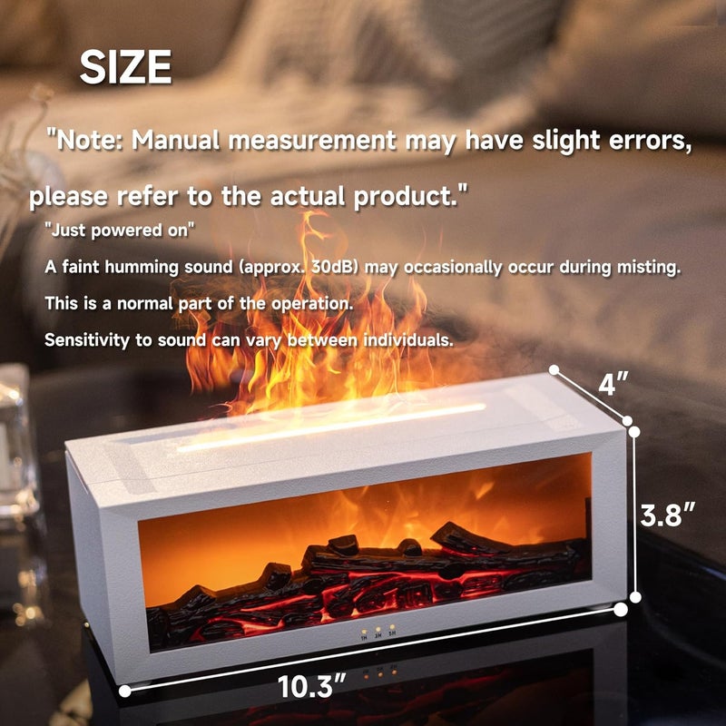 TMEHM Fireplace Flame Air Diffuser Humidifier,7 Colors Aromatherapy Essential Oil Diffuser,Ultrasonic Aroma Humidifier with Timer for Home,Bedroom,Office,Yoga (WhiteA, L) - Image 2