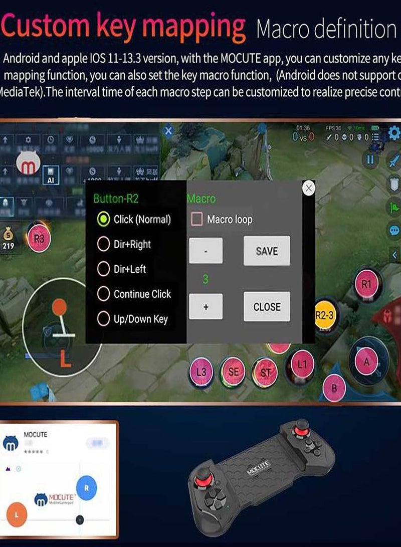 Mobile Game Controller Android PC for iPhone 15/14/12/11 Wireless Game Controller iPad MacBook Samsung Galaxy S22/S21/S20 Ultra Tablet PC-18+hours battery life - Image 5