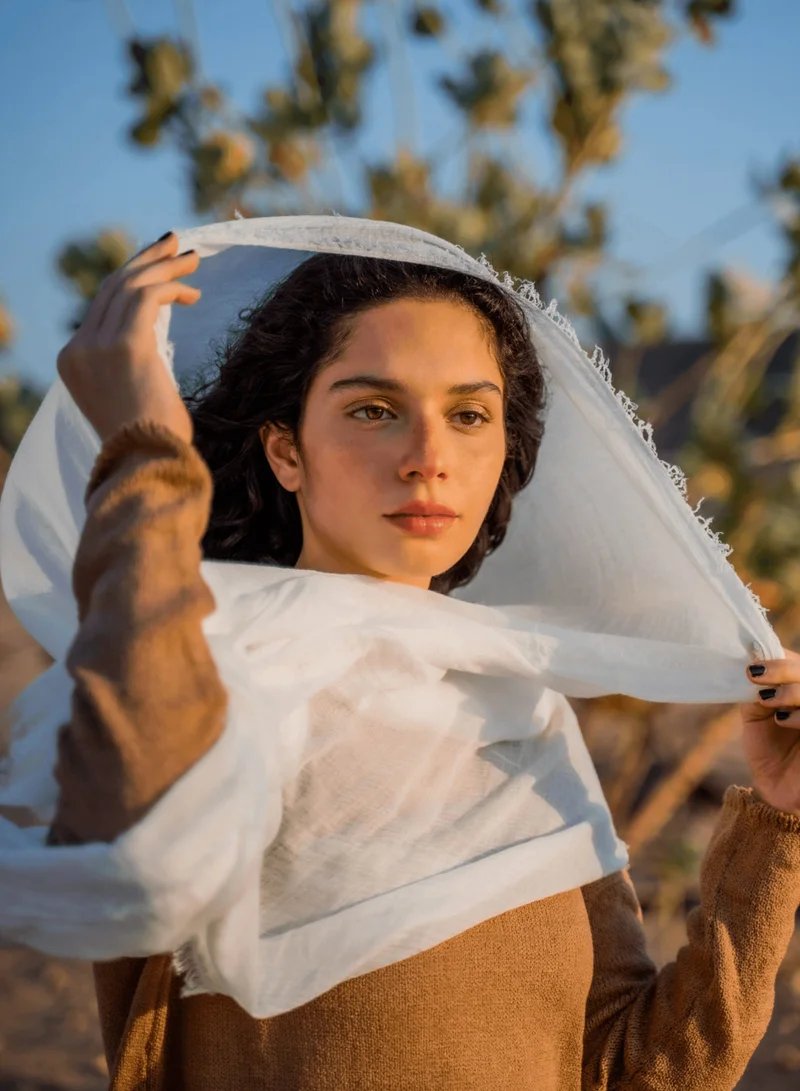 The Untitled Project Off-White - Crinkle Organic Cotton Scarf