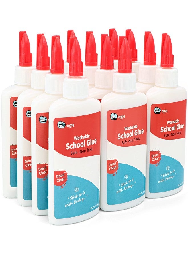 Enday Liquid Glue (12 Pack) - 4 oz Washable School Glue, Bulk, Non-Toxic for Kids, for Slime, Arts and Crafts - by Enday - Image 1
