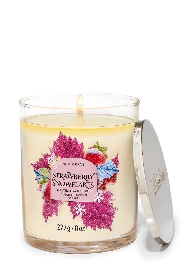 Bath & Body Works شمعة عطرية بفتيلة واحدة بنكهة الفراولة الثلجية المميزة - Image 3