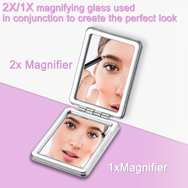 dcdcee Pocket Mirror, Small Travel Mirror with Magnification, Portable Double-Sided Magnifying Cosmetic Mirror for Daily (Glitter - 1) - Image 5